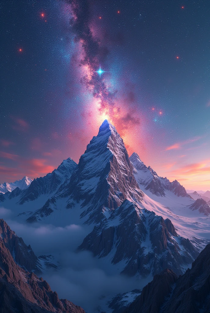 "Design a 3D realistic logo with the text 'Ceriabet' placed atop a majestic mountain under a stunning galaxy-filled sky. The galaxy should feature vibrant colors, twinkling stars, and nebulae, creating an awe-inspiring celestial backdrop. The mountain should be detailed and rugged, with the text 'Ceriabet' standing prominently and illuminated by the cosmic glow from the galaxy above. The overall scene should be visually striking, blending the beauty of the natural landscape with the vastness of the galaxy in a cool and captivating way."