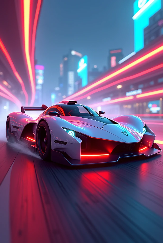 Image de fond pour mes menus et personnages racing avec kart très puissant futuriste pour ma pizzeria " Milano Pizza "