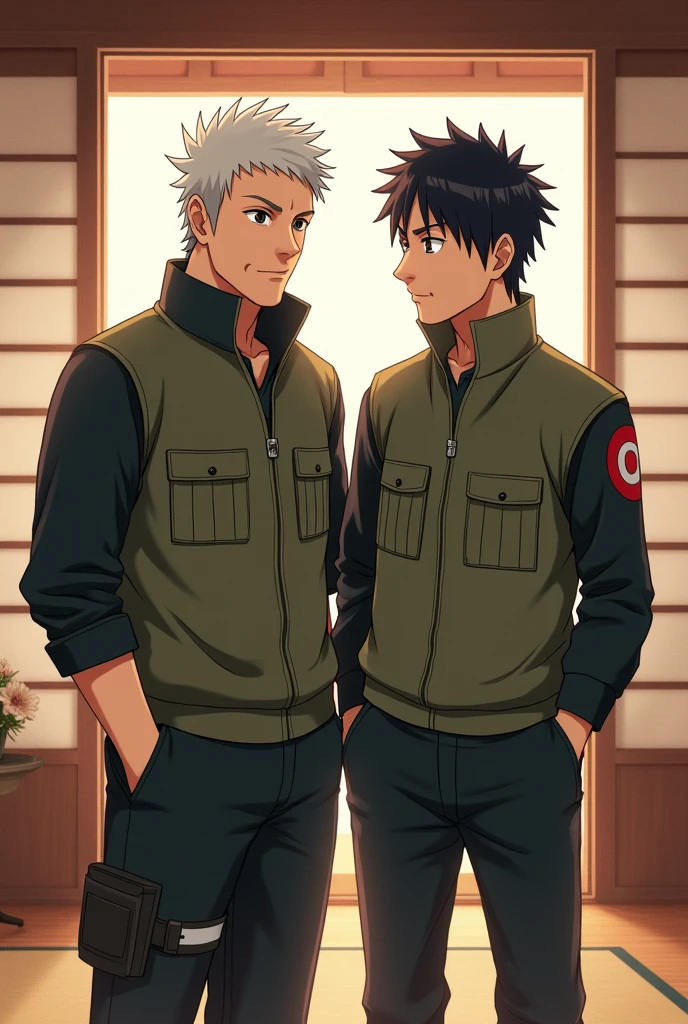 Draw what Kakashi and Satoru's parents would look like if they were brothers.
