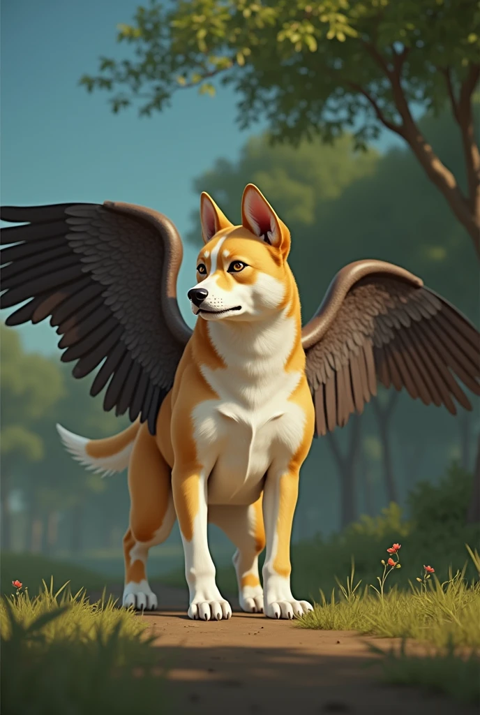 Place two wings on each side of the dog