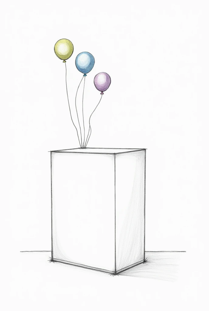 Pencil sketch of a basic trade show booth with balloons