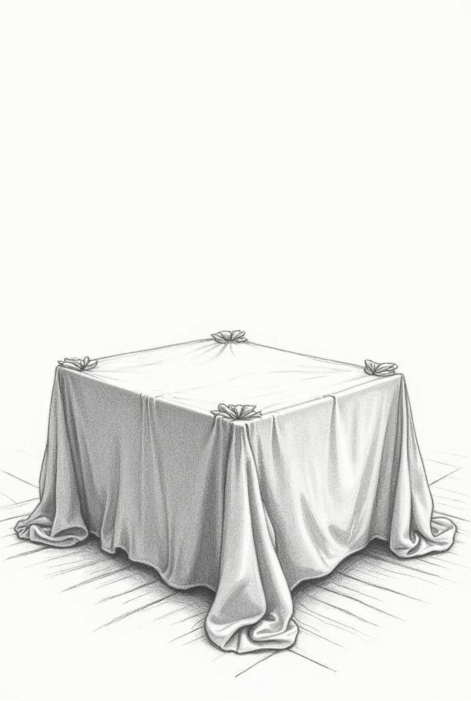 pencil sketch of a table with tablecloths