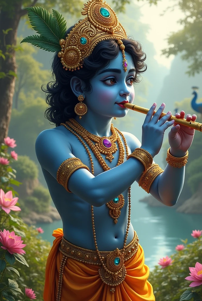 Lord Krishna playing flute