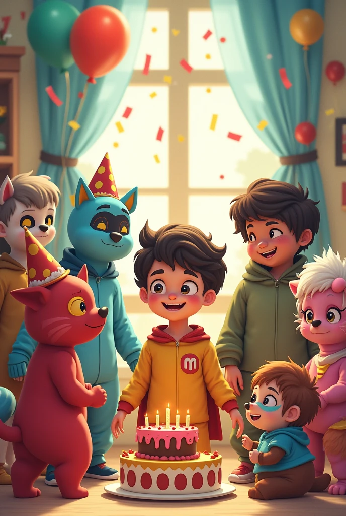 Heroes in pajamas Happy birthday Santi