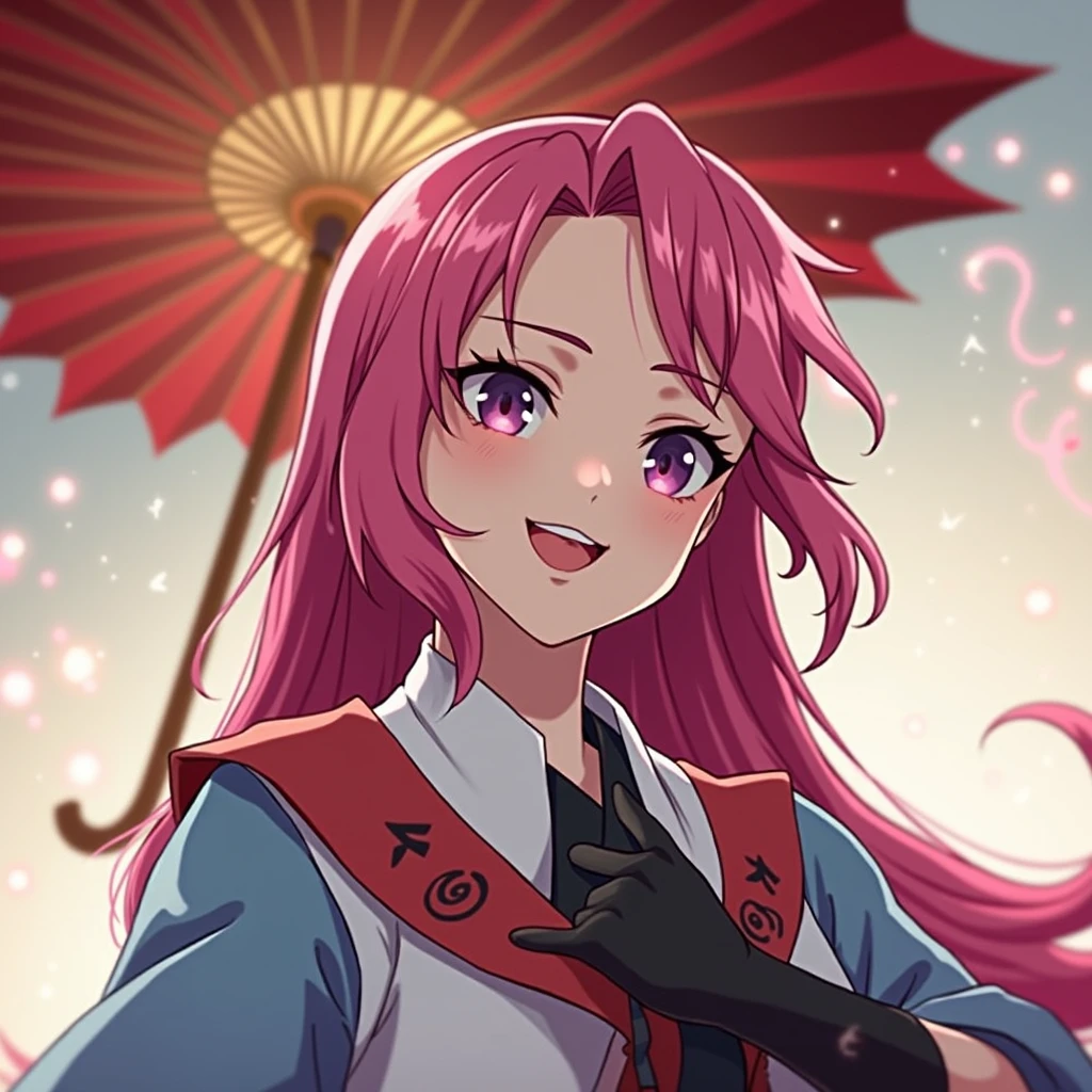 Kagura exorcist sweet smile with seimei umbrella