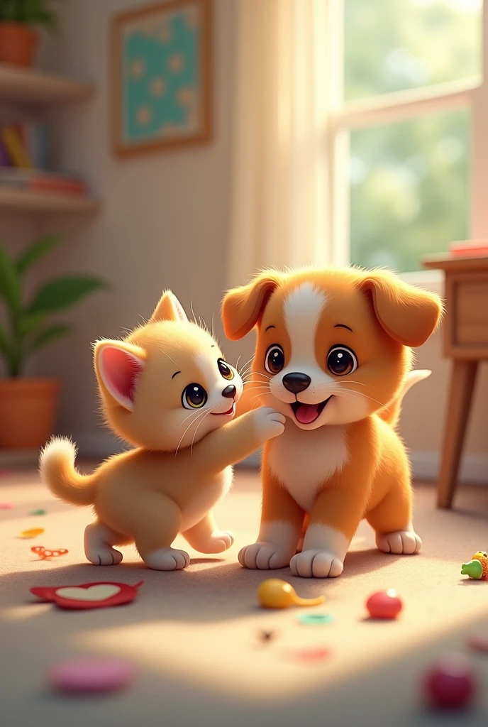 Kitten and puppy