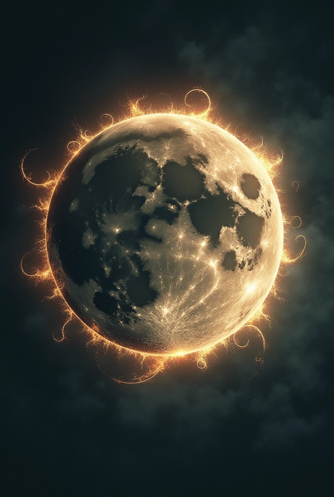 I want an image of the moon and the sun symbolizing that the moon always returns to the sun now I want a great image and at the end the infinite eclipse I want it very explicit