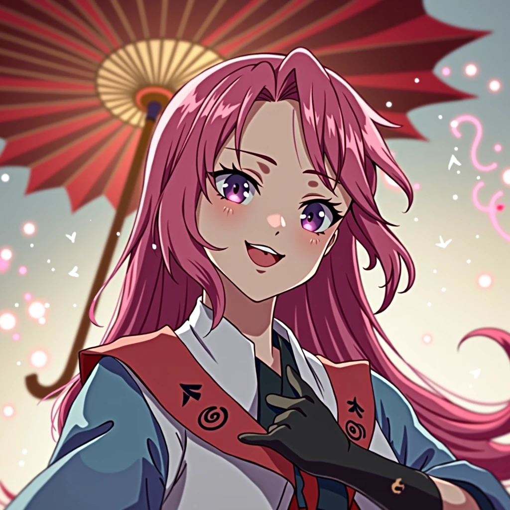 Kagura exorcist sweet smile with seimei umbrella