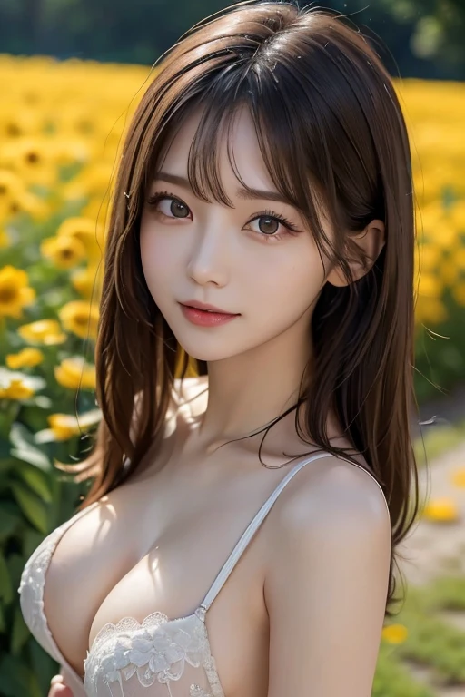 ((Exposing breasts 1.6))),(((Exposing breasts 1.6))),(((Exposing breasts 1.6))),masterpiece, Highest quality, 8k, Absurd, Beautiful medium long bob hair,Woman in her late 20s, That shy expression is cute, (Sensual Style),((Seven episodes were filmed................1.4)), (Nude 1.5), No makeup, The near road and the far road, Written boundary depth, Surreal, High resolution, photograph, Sharp focus, Face lamp, Dynamic Lighting, highest detailed, ,Extreme detaileds、Super detaileded、detailed、Real Skin、elegant features、Positive and optimistic、(The background is a colorful flower field)