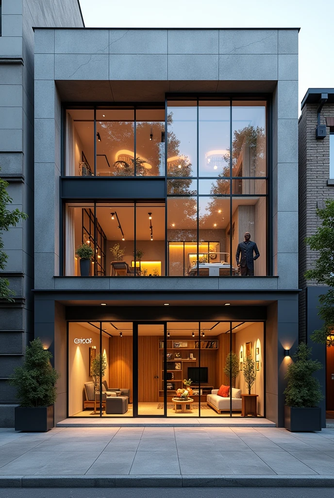 create contemporary style furniture store facade