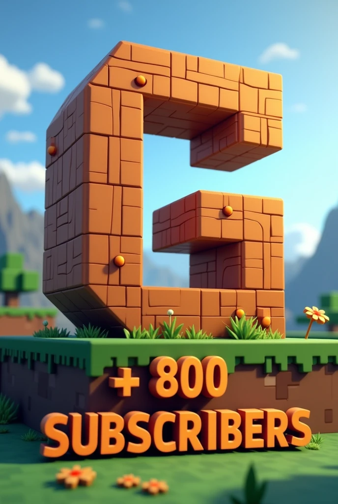 Letter g in minecraft style and below saying +800 subscribers on youtube