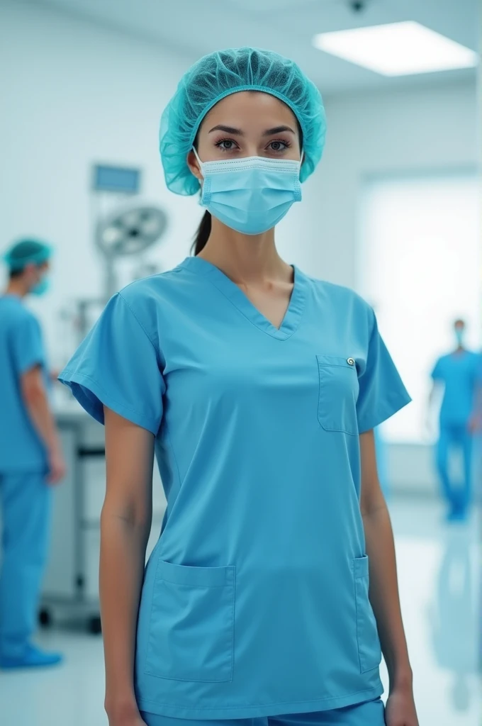 A woman in surgical pajamas 