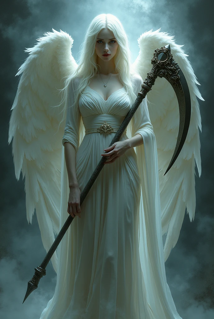 The angel of death with a scythe like a beautiful woman