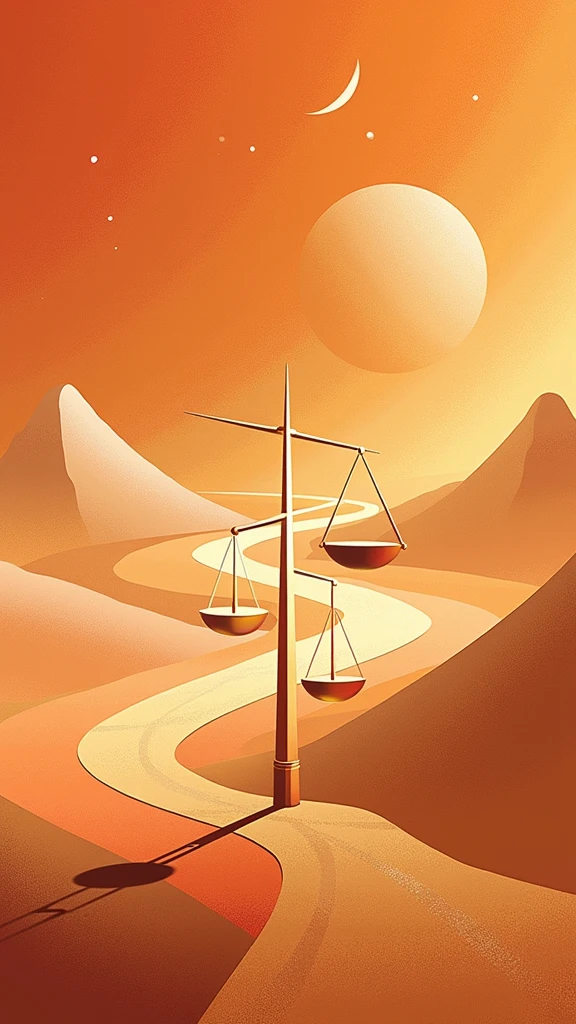 poster design,Abstract Road,The visual center is the scales representing law,Wealth Elements,Gold Tone,Illustration Design,Flat,Fractal Art,The picture is clean,No text or messy lines appear
