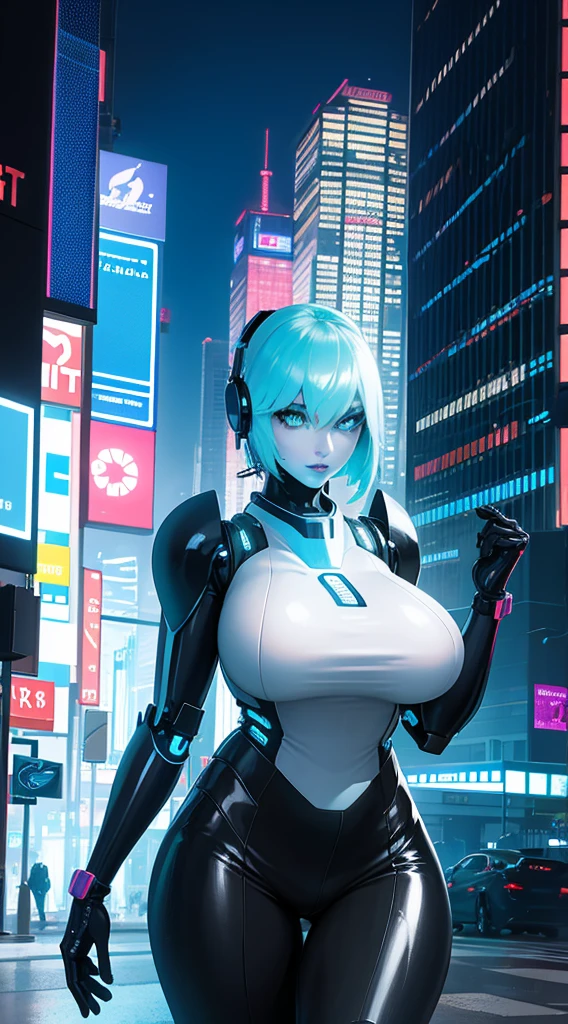 A robot girl with a futuristic appearance and advanced technology, (ultra-detailed,realistic:1.37), [prostituta], beautiful detailed eyes, beautiful detailed lips, long eyelashes, vibrant synthetic skin, sleek metallic body, glowing LED lights, impeccable makeup and hairstyle. She stands in a bustling city street, surrounded by holographic advertisements and neon lights. The cityscape is filled with towering skyscrapers and futuristic vehicles. The air is filled with a mix of artificial scents and the bustling sounds of people and machines. The robot girl confidently walks with a graceful and alluring demeanor, drawing the attention of onlookers. The color palette is a combination of vibrant neon colors and cool metallic tones. The lighting is a mix of the bright city lights and the soft glow of the robot girl's LED lights on her body, creating an enchanting atmosphere. The image is of the highest quality, with ultra-detailed rendering and a photorealistic appearance.