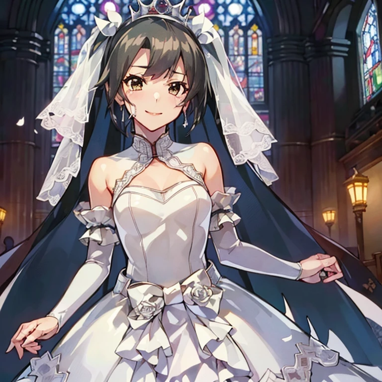 ZuikakuKC,twintails,
(masterpiece:1.4),(best quality:1.4), (premium:1.4), (great illustration:1.4), (ultra-detailed:1.4),(art CG, 8K), KonishiCSA,1girl,solo,
(princess line wedding dress:1.4),(Happy Smile:1.4),(cry:1.2),KonishiCSA,church,Stained glass,holylight,