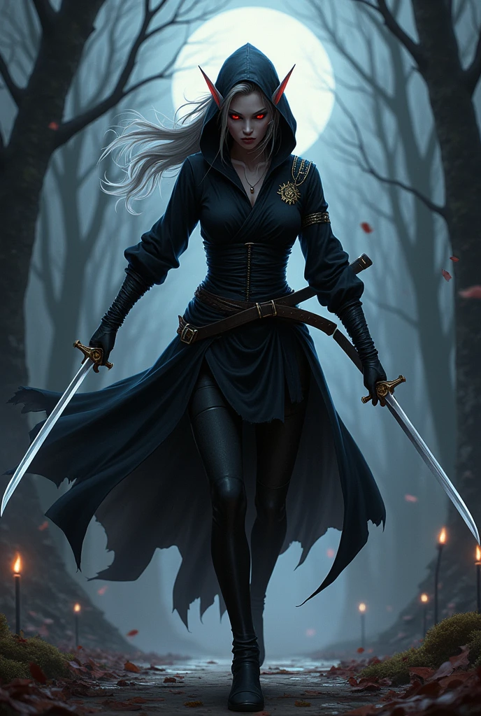 Create a Dark Elf Ninja RPG character with Katana