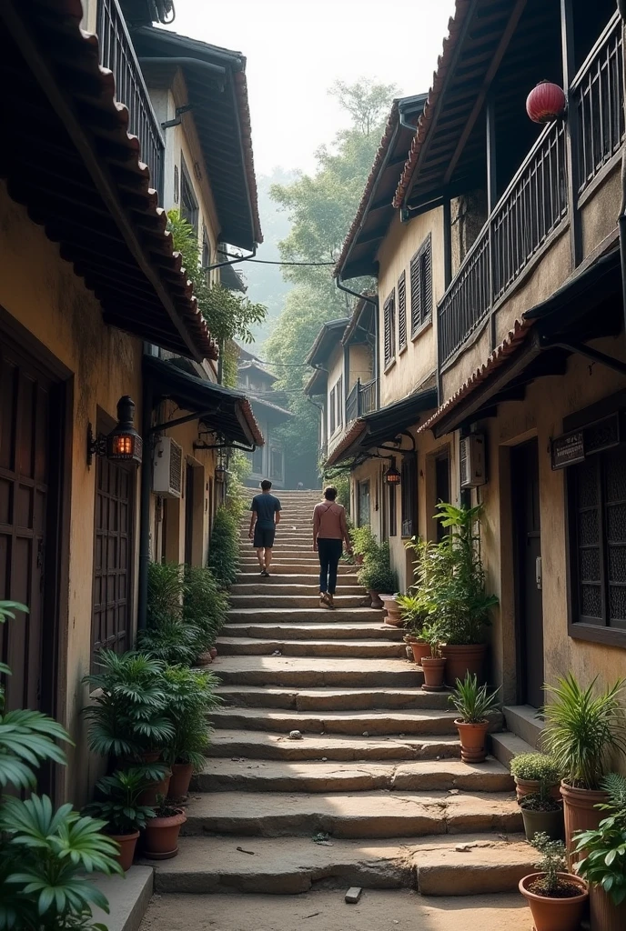 Alleys in Thailand in the past had steps.