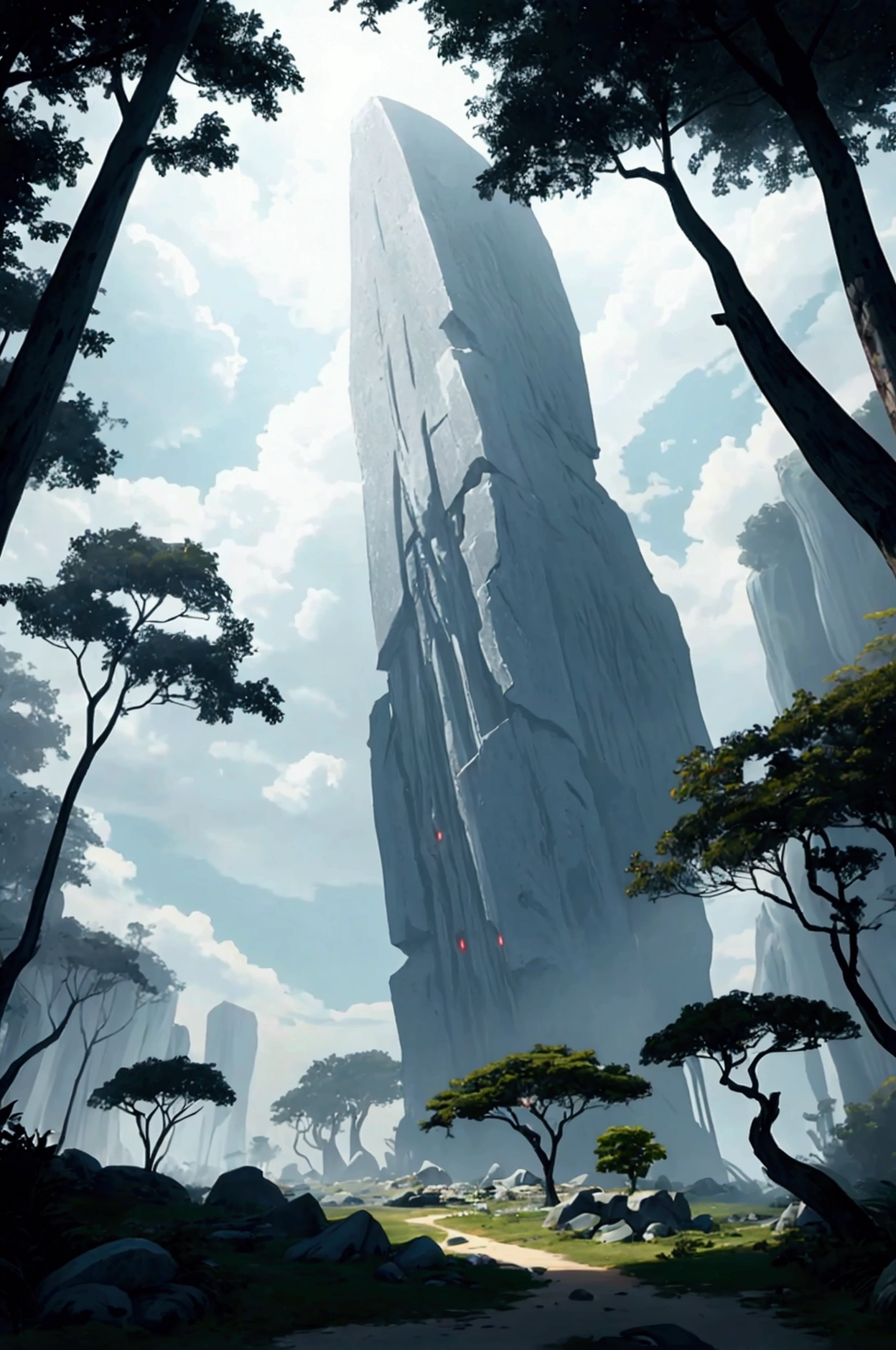 Sudden megalithic civilizations dot the deep jungle
Undiscovered, covered by huge trees, unexpected modern civilization, best image quality