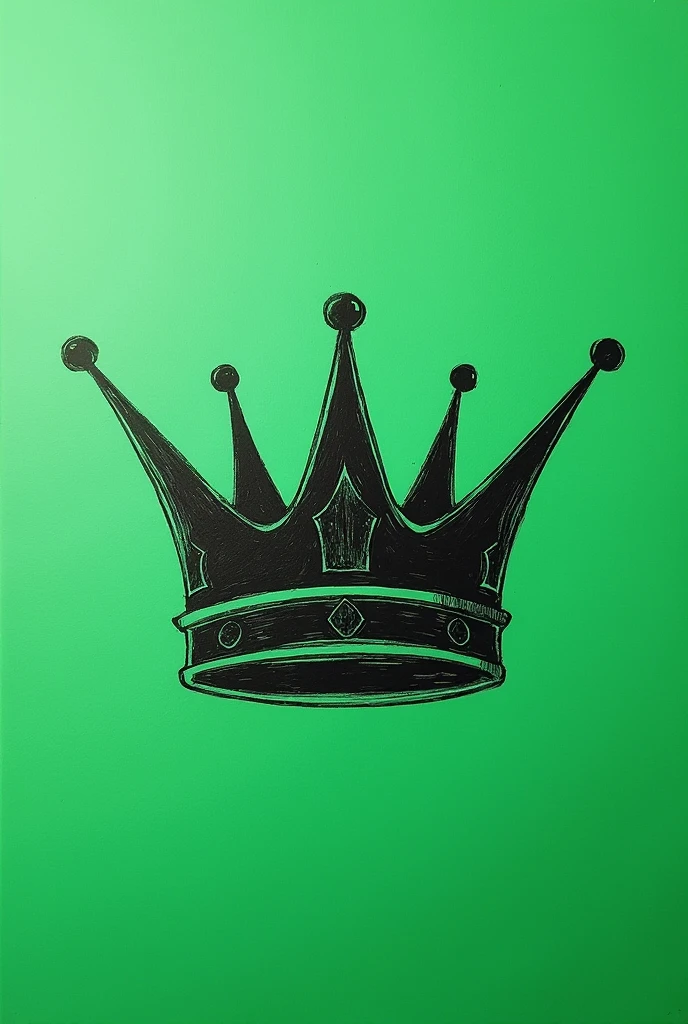 Crown drawn in black on green paper
