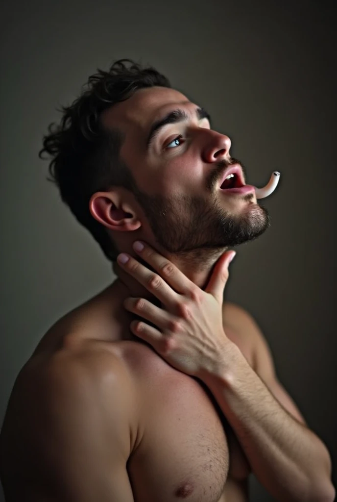 Man with his 24 penis,5cm stuck in the mouth of a submissive passive full of cum on his face