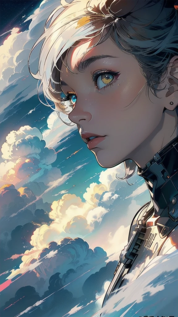 (((masterpiece, highest quality))),(((solo:1.2))),(((1girl:1.2))),32k wallpaper, very detailed, poster, vintage science fiction,(((((geometric cinematic movie poster))))),((((mid century modern)))),(((((portfolio))))),(((((Close-up))))),(((((bust up))))),((((more various angle)))),(((highlight))),((((heterochromia)))),(((complete. detailed face))),(((Extremely talented))),(((most complecated machine))),(((Overall colorfully))),((((((Absolutely cloud rbackground)))))),(((Very multi-layered cumulonimbus clouds)))