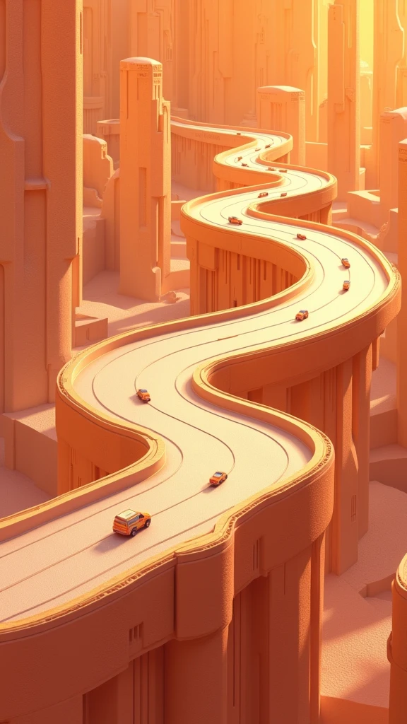 poster design，The road winds through the huge balance，Exaggerated composition，Virtual Reality，Wealth Elements，Gold Tone，Illustration Design，Fractal Art，masterpiece，Clean picture
