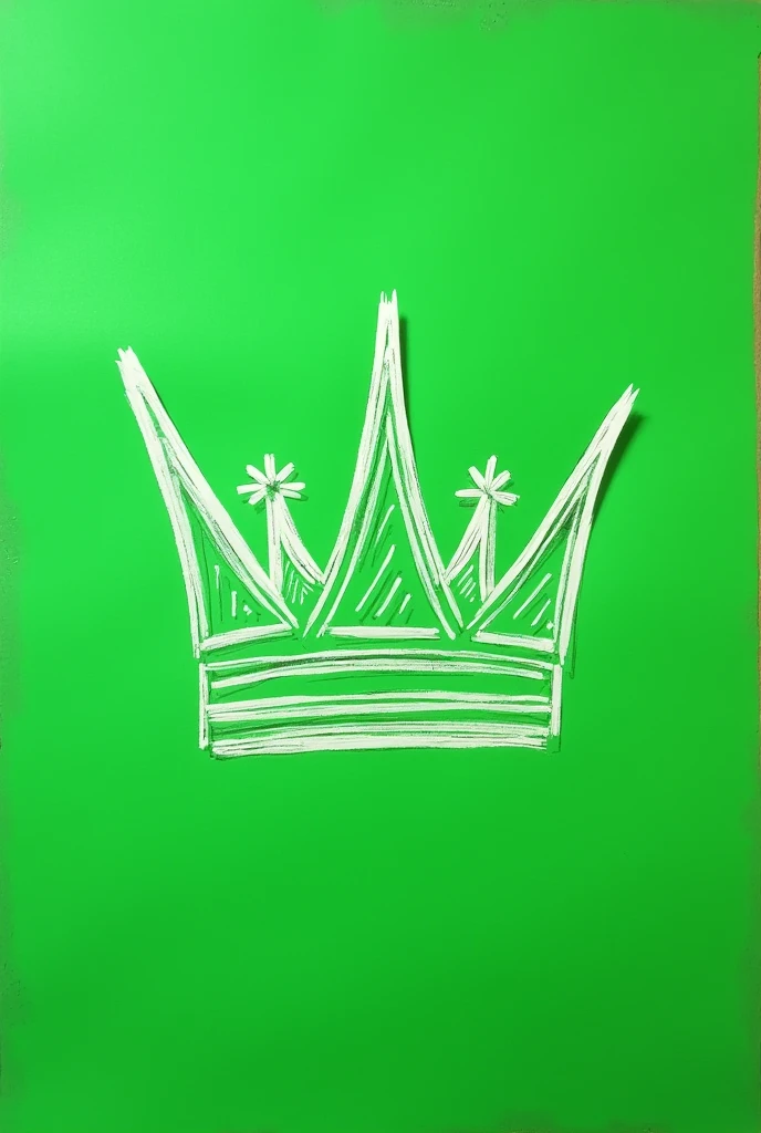 Crown drawn in white on green paper