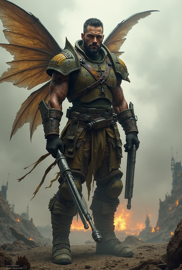 Dirty fairy badass male soldier with word KALIBER in big letters