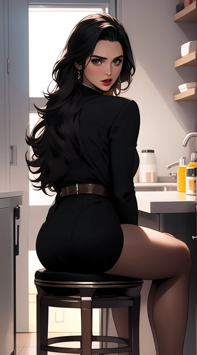Gal Gadot is sitting on a stool in the room, indicating that it was a false alarm.