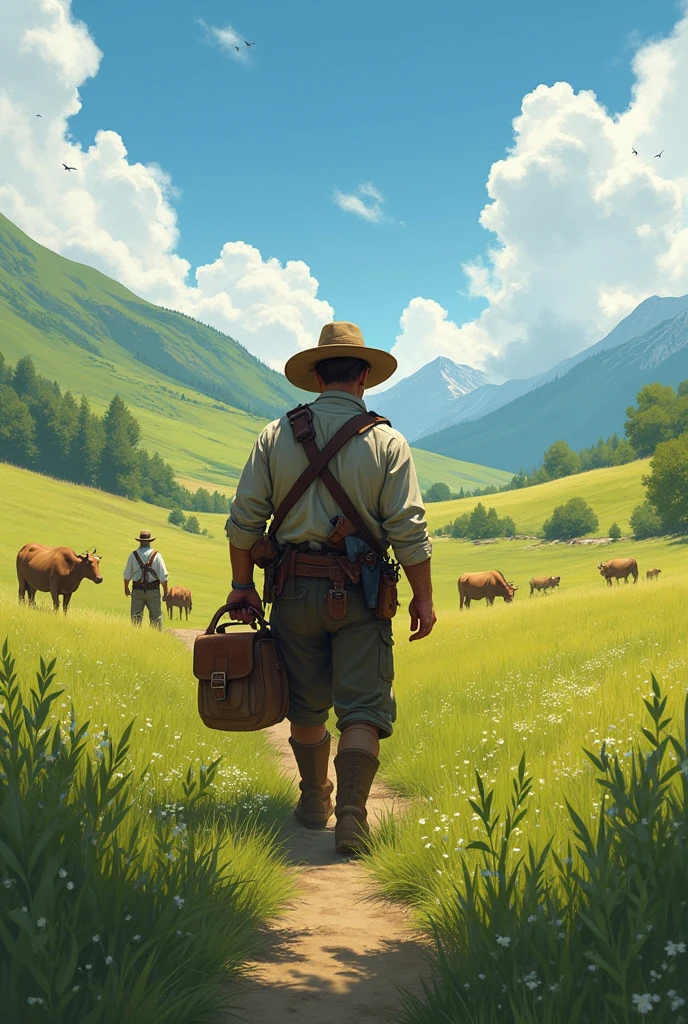 Like a muleteer (farmer) termina su trabajo en la primera semana de la veranada y le da su lugar a otro farmer para que vaya a buscar comida.