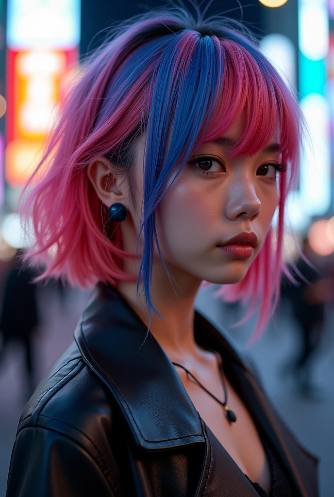 A hairstyle with high tone color in Shibuya
