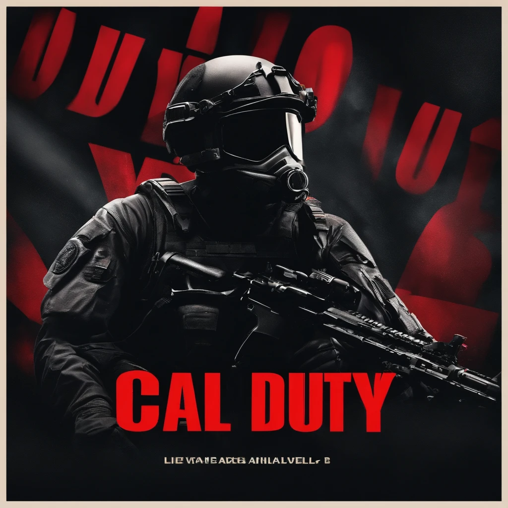 An image with a black background and that says Cal of Duty in large red letters