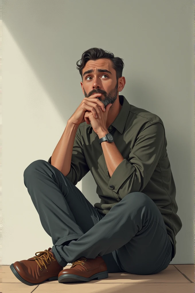 A man sitting with his legs bent