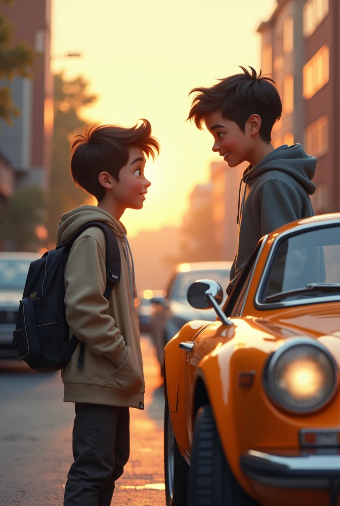 Me and my boy best friend looking at a car