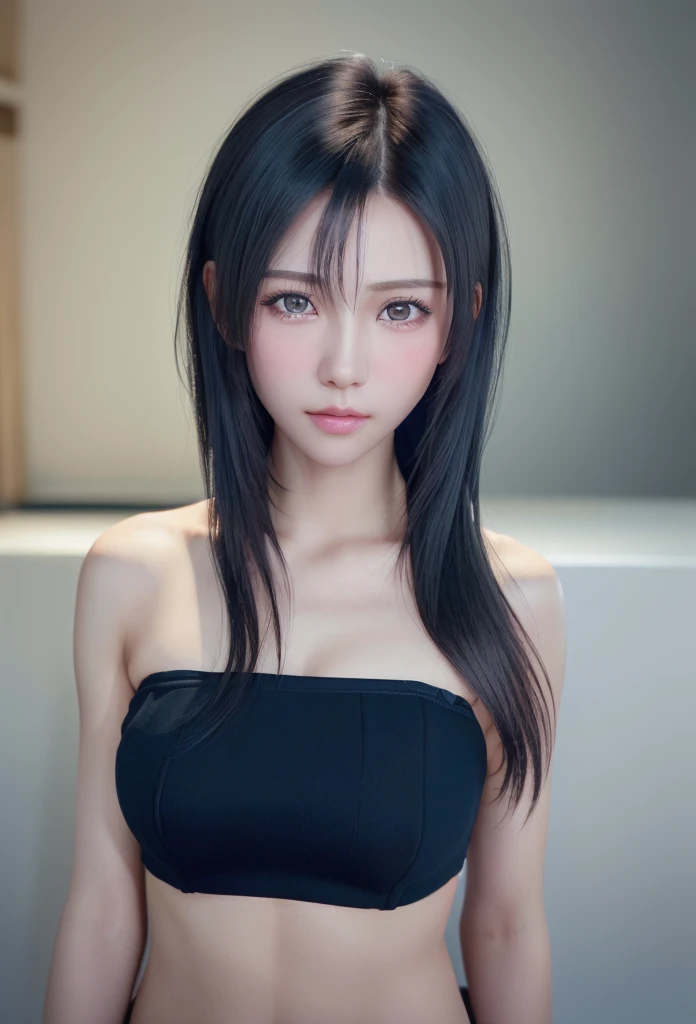 (masutepiece:1.3), (8K, Photorealistic, Raw photo, Best Quality: 1.4), (1girl in), Beautiful face, (Realistic face), (Black hair, Short hair:1.3), bikini of, Beautiful hairstyle, Realistic eyes, Beautiful detailed eyes, (Realistic skin), Beautiful skin, (Navy BL...