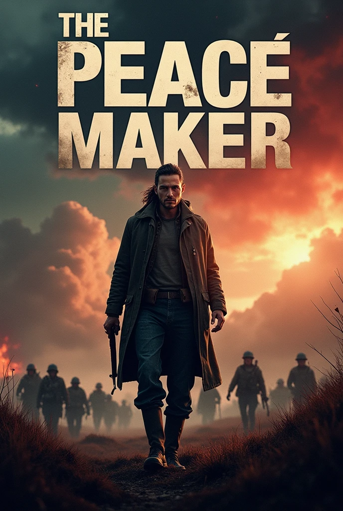 A powerful and realistic Movie poster with the title "THE PEACE MAKER" images and title must be bold and visible.