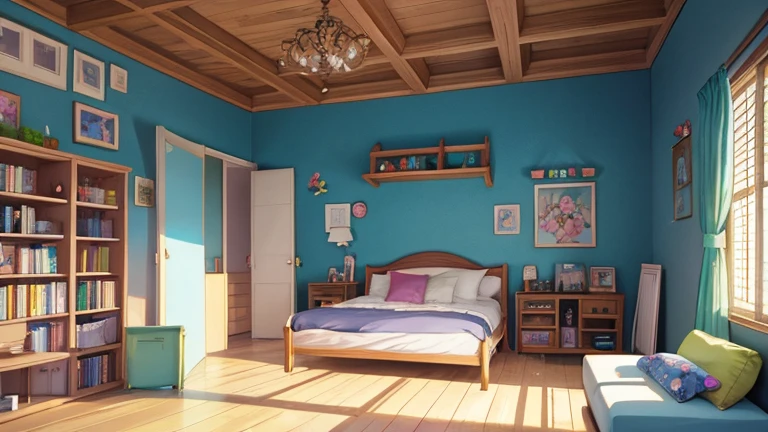 、Picture book style、colorful、Anime chic、Inside the room、Painting with paints