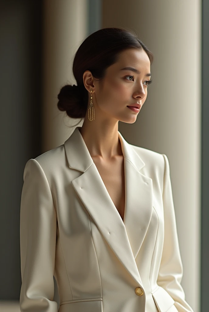 Discreet 32-year-old woman with a modern 18k style look 