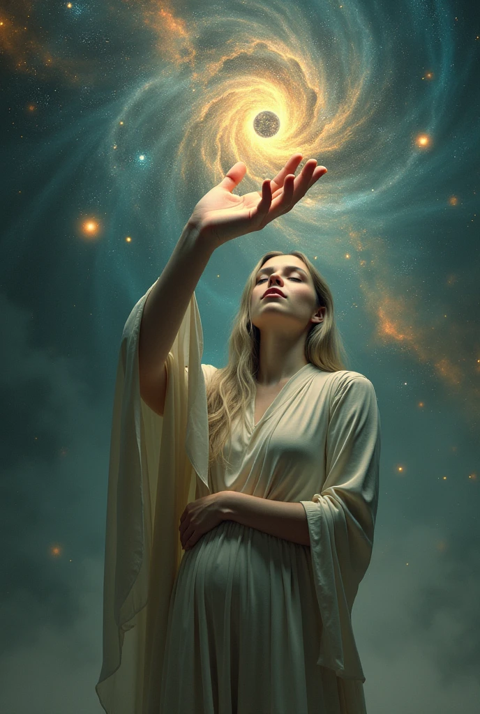 her right hand is the universe