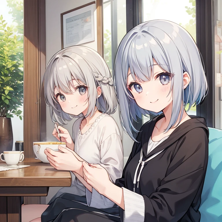 grandmother、smile、Gray Hair、Color box
