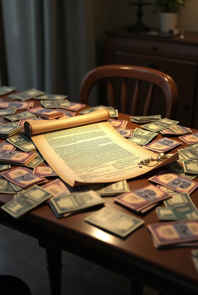 A table full of money and on the table is a piece of paper that says “Stariotz 21.08.24“