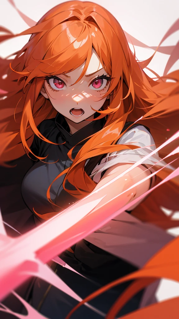 Orange Hair、One person, Long Hair, Long Hair, Gaze, Pink eyes, Open your mouth a little,