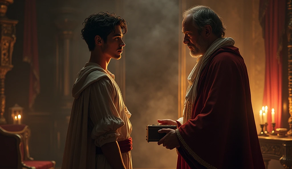 Cleanto appears before his father and offers to return the box in exchange for being allowed to marry Mariana..