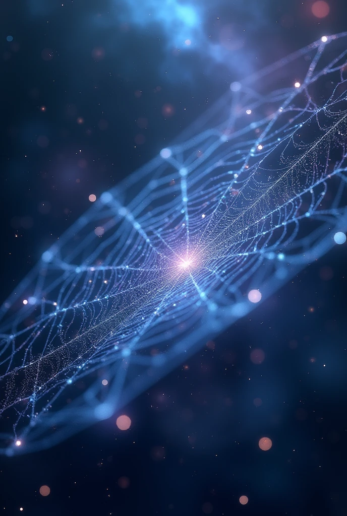 shaped spider web in outer space, with blue and purple hues
