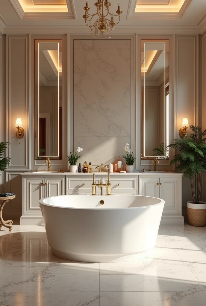 bathroom with tub with bathtub, elegant washroom