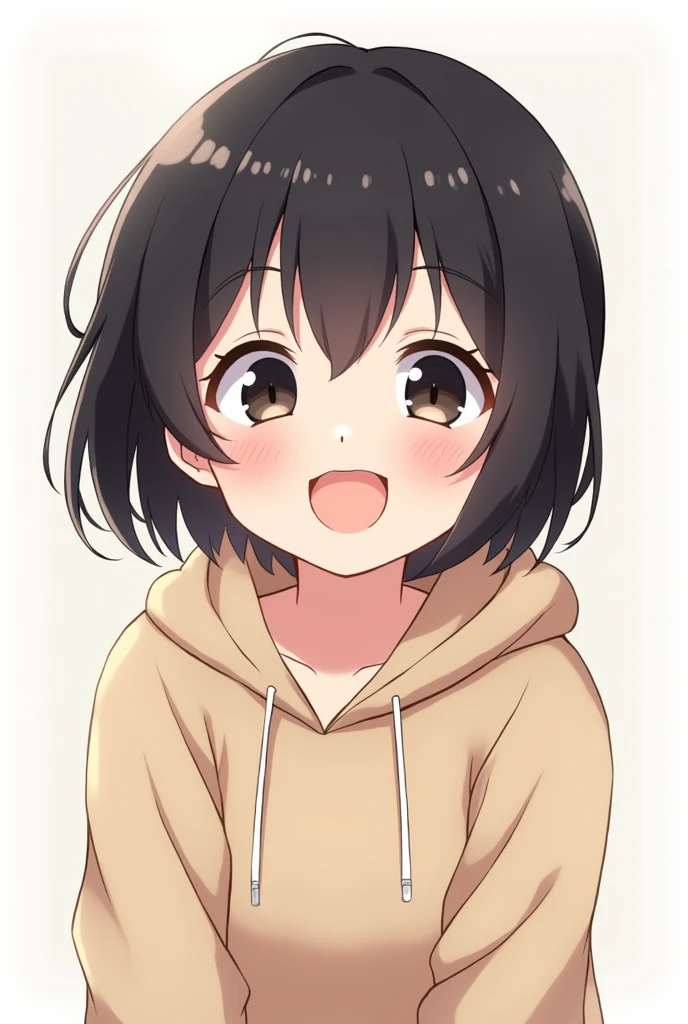 cute、laughing、Looking at me、Smiling、Berry Short、Black Hair、black eye、cute、Mature、アニメface、Anime-like、hoodie、An illustration、kind、face