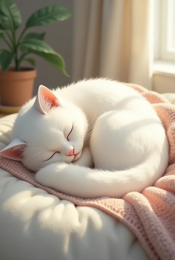 Cat, white, sleep