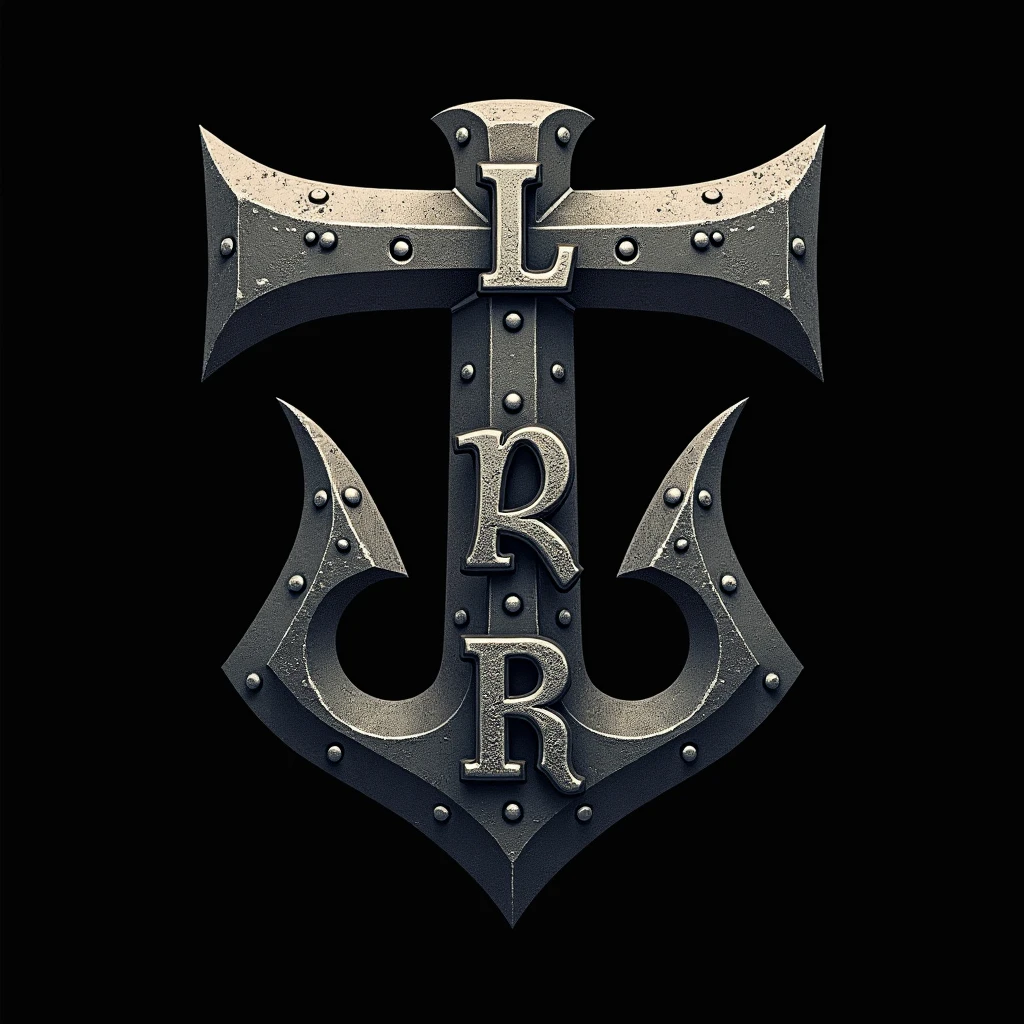 Create a logo that has a cannon and the letters in the shape of a war hammer and for a song with these letters (P L R rd)