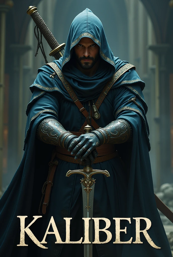Badass Fairy assassin man soldier with KALIBER in big letters underneath
